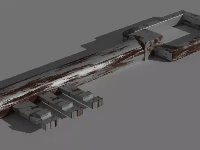 Old Key - Rusty Iron Material 2 Low-poly 3D model