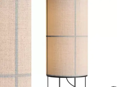 Hana 1 Light Table Lamp in Black with Natural Linen Shade 3D model