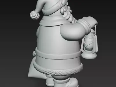 Cozy Lantern Santa -Z Warm Christmas Sculpture 3D Model 3D print model