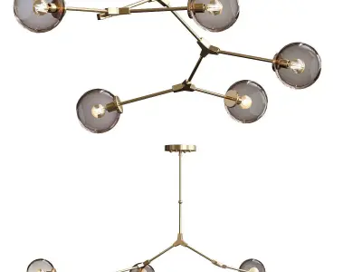 Globe modern brass chandelier with glass globes 3D model