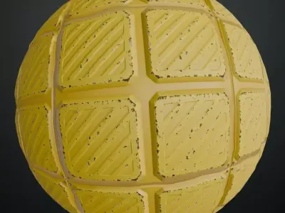 Yellow Metal Plate Sci-fi PBR Seamless Texture