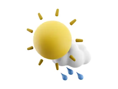 3d rain with cloud and sun cartoon icon 3D model