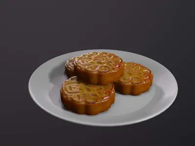 Plate with Traditional Mooncakes
