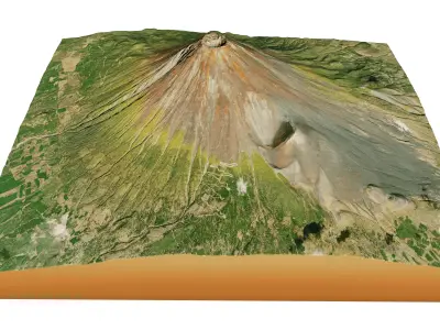Mount Fuji 3D terrain model Low-poly 3D model