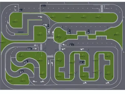 Realistic Road Intersection with Traffic Signs  3D CityCrossroad Low-poly 3D model