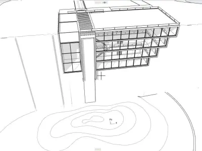 waterfall House Low-poly 3D model