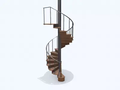 Vintage Spiral Staircase low-poly PBR Low-poly 3D model