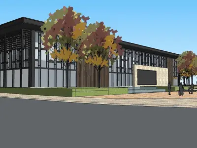 educational building glass facade sketchup model 3D model