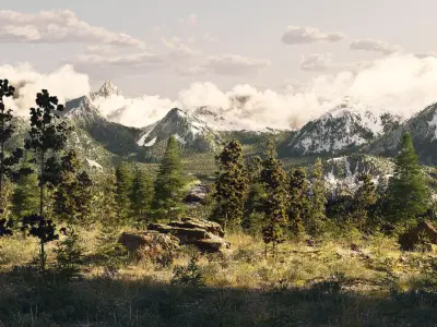 Large Scene Forest 3ds max 2023 - Vray 6 3D model