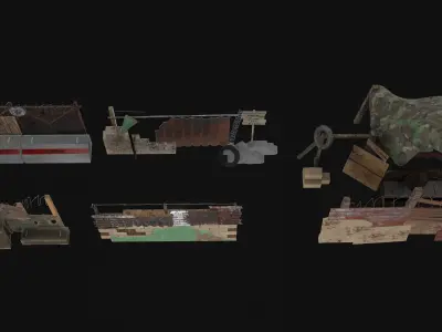 barricades camouflage tent Free low-poly 3D model