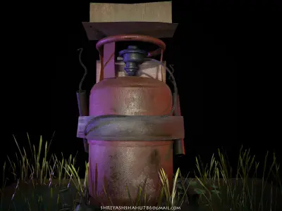 Cylinder gas can in grass Texture