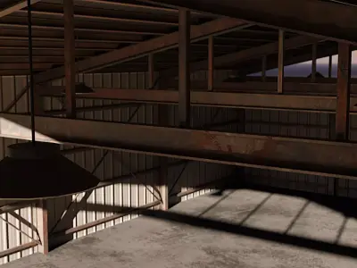 Industrial Hangar Warehouse Low-poly 3D model