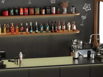 Bar 32 Exterior Bar Low-poly 3D model