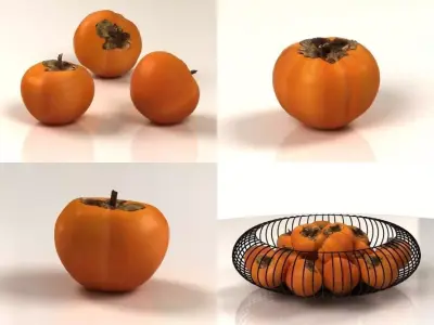 Persimmons in bowl 3D model