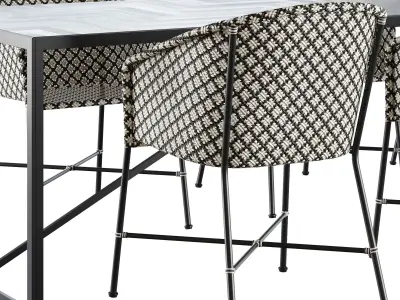 Industry West Parquette Dining Table Set 3D model