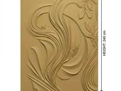 Fluid Organic Relief Panel Wall Decor Set STL Mural CNC 374 3D model