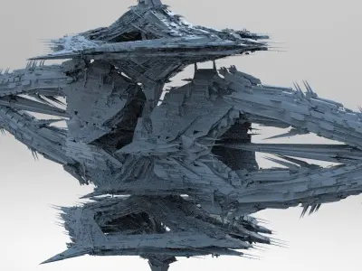 Spaceship Cloud fusion towers space relay grid 3 3D model