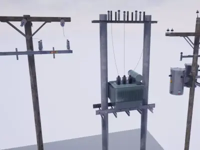 Utility Poles Low-poly 3D model