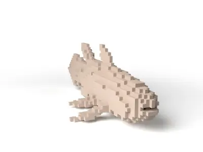 Coelacanth Minecraft Voxel Low-poly 3D model