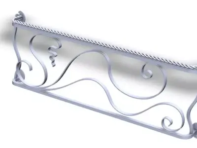 French window protection handrail 3D model
