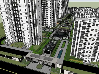 sketchup model 3d city apartment building  3D model