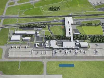 Leipzig - Halle Airport - LEJ Low-poly 3D model