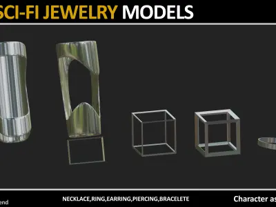 100 SCI FI JEWELRY MODELS Low-poly 3D model