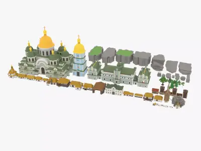 Medieval City Environments Pack Low-poly 3D model