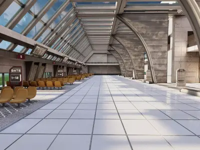 Bus Station Modular Low-poly 3D model