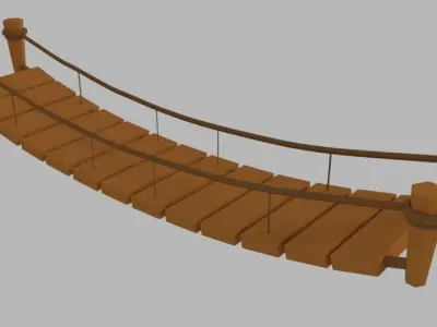 Low Poly Wood Bridge Low-poly 3D model