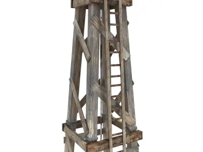 Low Poly Wild West Wind Mill Low-poly 3D model