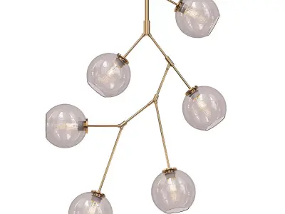 Neutron 8 chandelier with five glass balls hanging from it 3D model