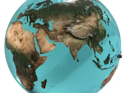 Earth Water 3D Globe Natural Low-poly 3D model