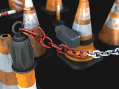 Traffic Cones Set Low-poly 3D model