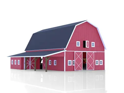 Red American Farm Barn 3D model
