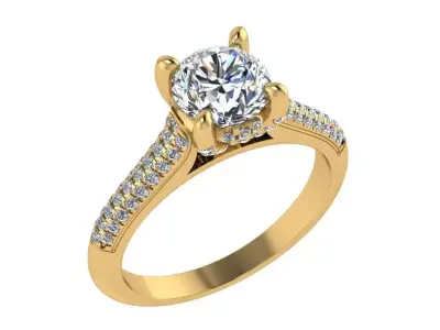 Ring169 gold engagement ring with diamonds 3D print model
