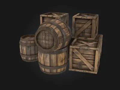 Barrels and Crates Collection  Classic Storage Props 3D model
