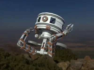 Cylindrical Robot -Low Poly Rig- Low-poly 3D model