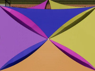 Sunshade or sail shade on pole 3D model