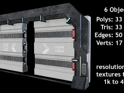 Scifi Space and Bunker doors 3D model PBR textures Low-poly 3D model