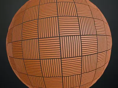 Fine Ribbed Basket Weave Wood Panel PBR Seamless Texture