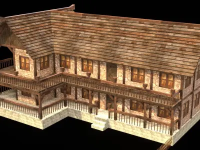 Old Rustic Medieval Cottage 3D Asset Low-poly 3D model