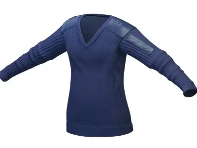 Military Sweater - Male Blue Crew V Neck Combat Jumper Low-poly 3D model
