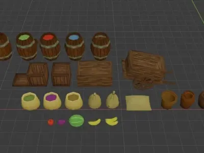 Market Items Low-poly 3D model