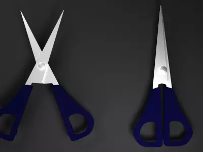 Scissors two pairs of Low-poly 3D model