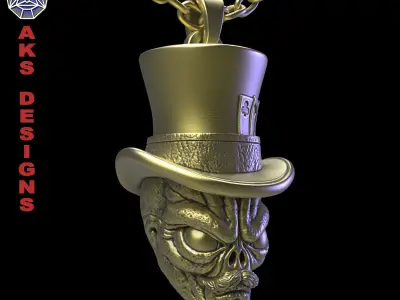 skull pendant jewelry Magician alien v1  3D print model