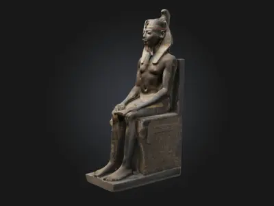 Seated Egyptian Pharaoh Statue Regal Monument Model 3D model