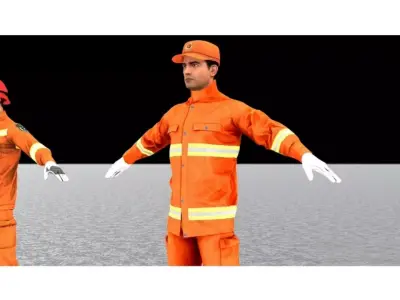 Firefighter figures Low-poly 3D model