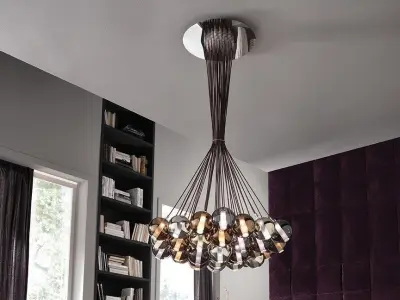 ESLICCE pendant light with glass balls hanging from ceiling 3D model