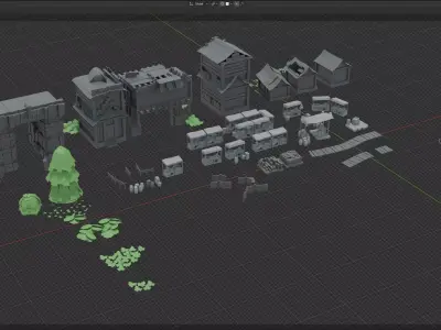 ForestEdge - Game Ready 3D model - UE5 - in Blender Low-poly Low-poly 3D model